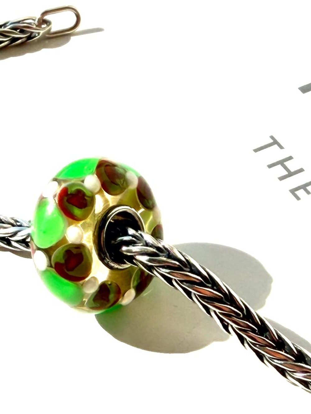 Trollbeads OOAK Universal Jumbo Unique - Green, Red & White